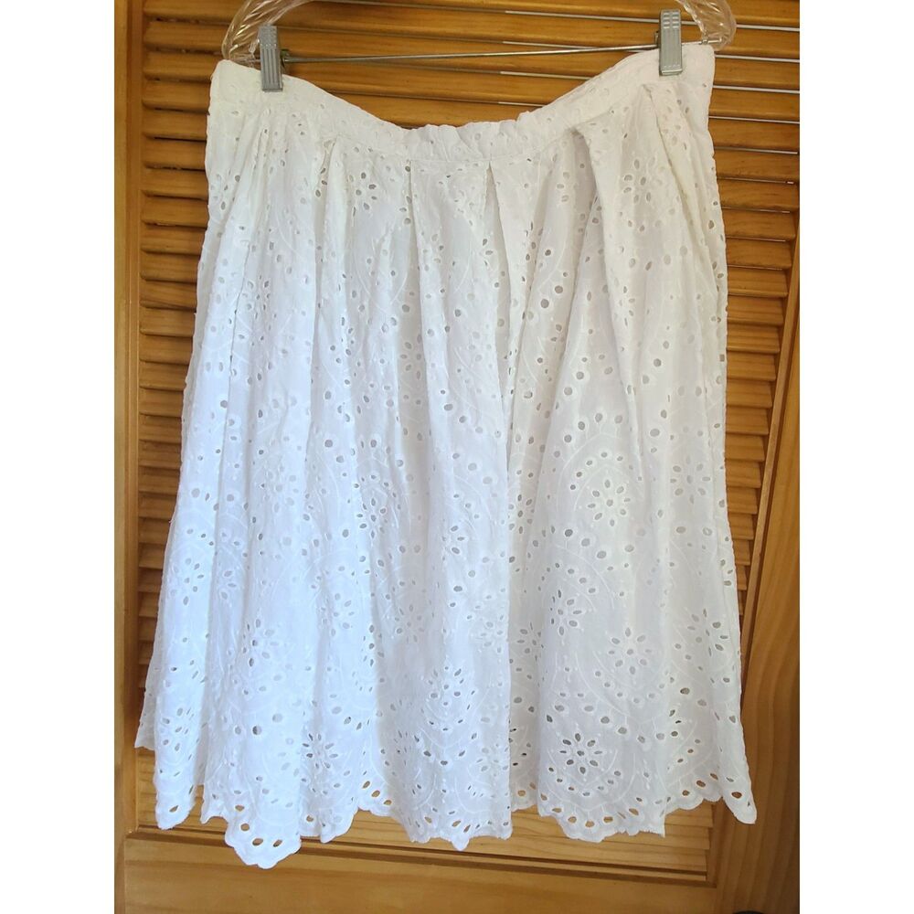ModCloth XL White 100%‎ Cotton Peasant Cottagecore Fairy Zip Skirt Midi Lined
